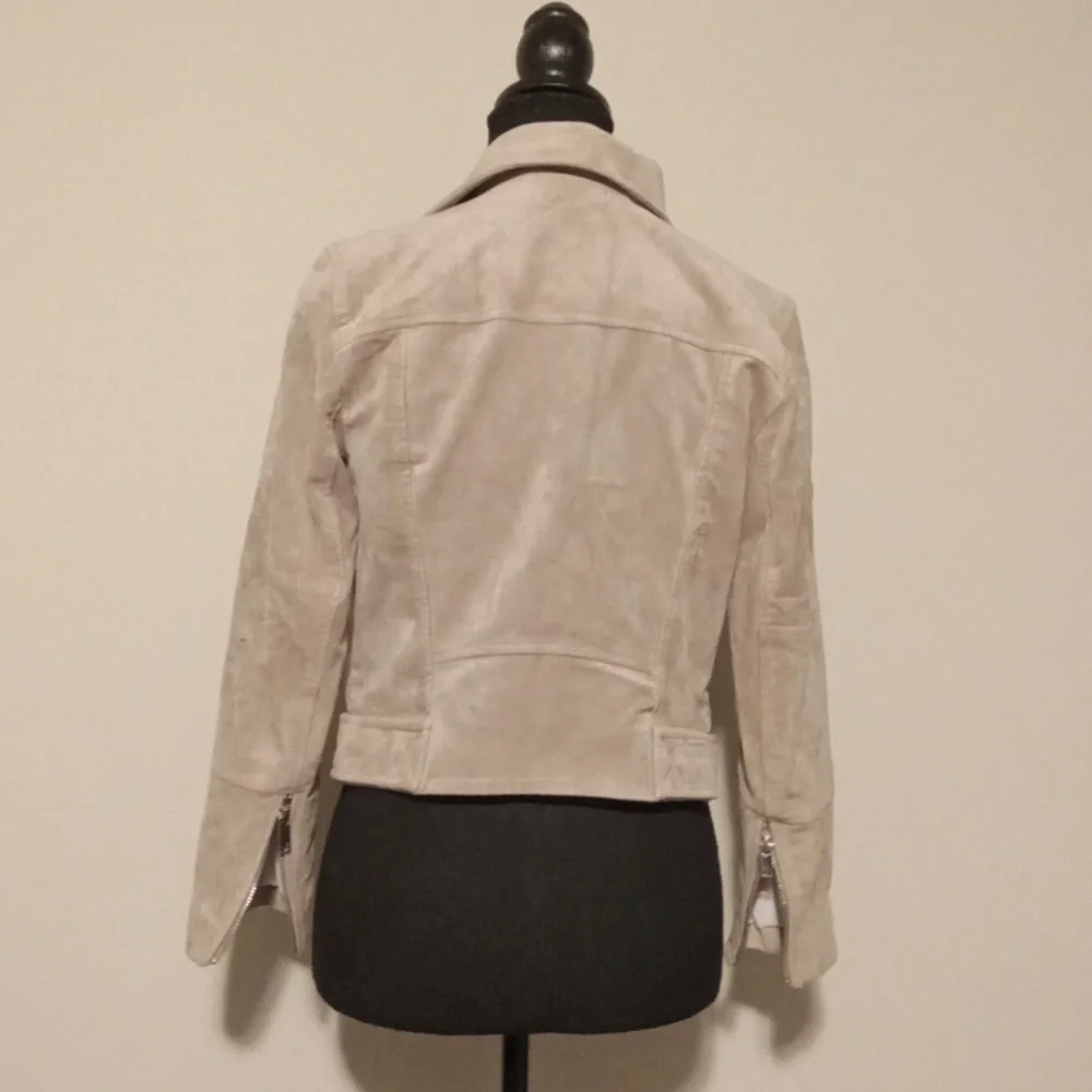 H&M Faux Suede Tan Biker Jacket Size 4 - Picture 9 of 9